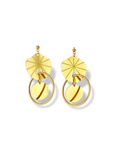 Radiant Gold Hoop Earrings with Textured Disc Detail - Doulaat