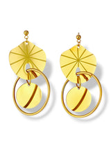 Radiant Gold Hoop Earrings with Textured Disc Detail - Doulaat