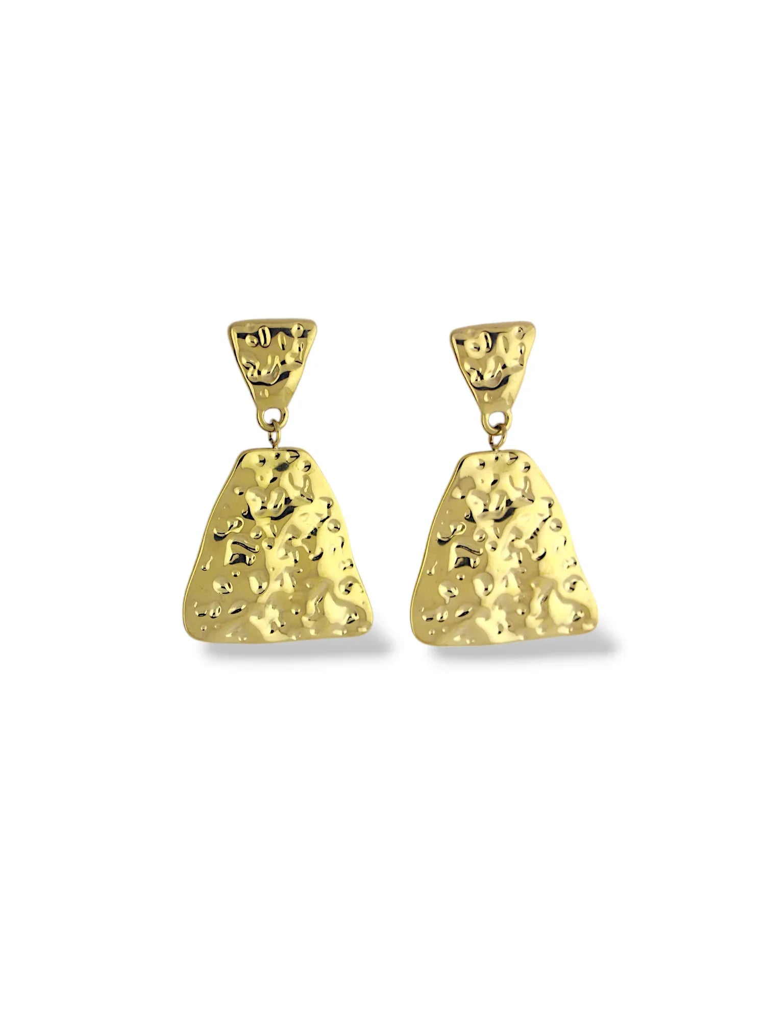 Gold and Silver Textured Drop Earrings with Soft Shape - Doulaat