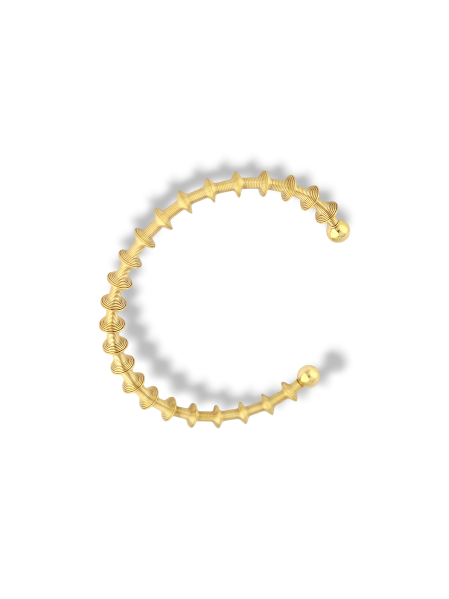 Ribbed Texture Capped Cuff Bangle