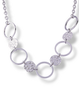 Gold Sunburst Textured Disc & Ring Link Necklace