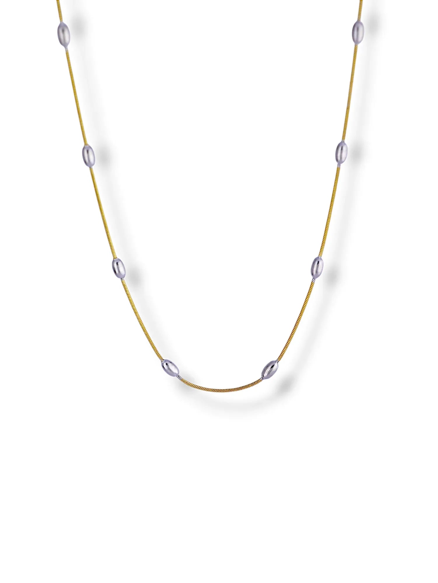 Necklace with Silver Beads Gold Finish - Doulaat