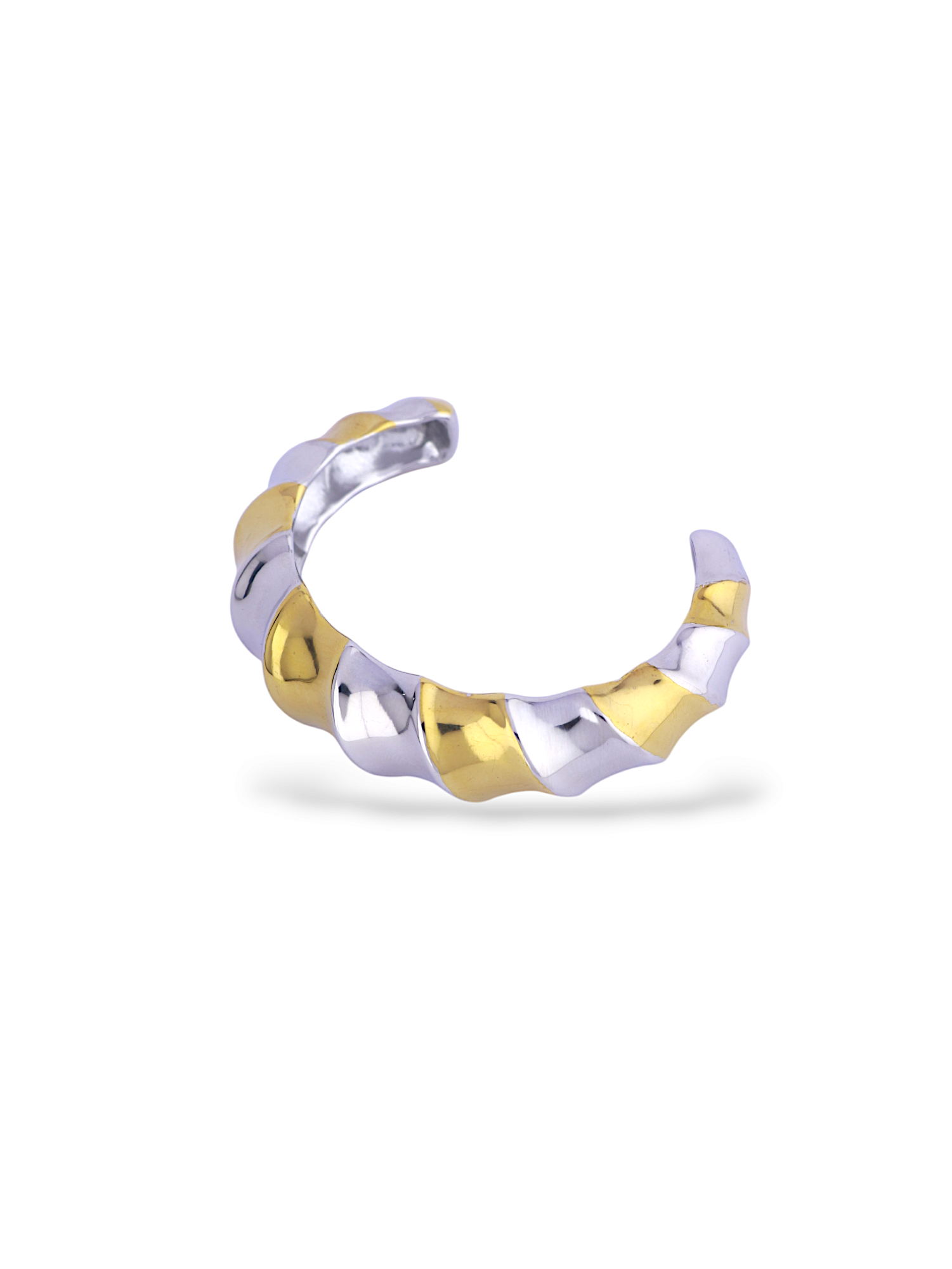 Unique Meridian Flow Cuff with Gold and Silver Waves