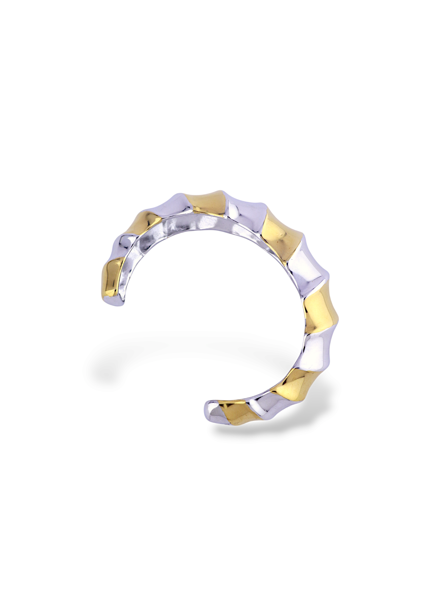 Unique Meridian Flow Cuff with Gold and Silver Waves