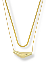 Double Chain Elongated Pendant Necklace