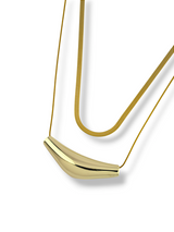 Double Chain Elongated Pendant Necklace