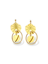 Radiant Gold Hoop Earrings with Textured Disc Detail - Doulaat