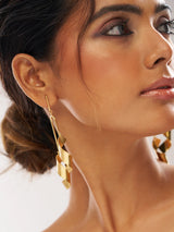 Golden Ringlets Hanging Ribbon Earrings in Gold - Doulaat