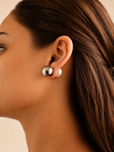 Silver Ball with Pearl Studs