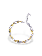 Elegant Silver Serenelle Bracelet with Gold Link Accents - Doulaat