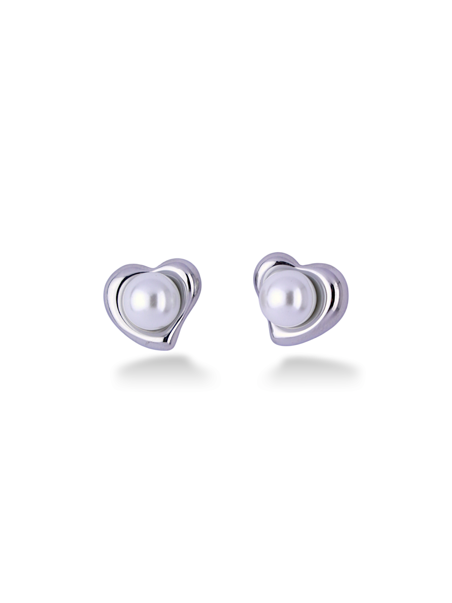 Elegant Heart Pearl Stud Earrings for Daily Wear