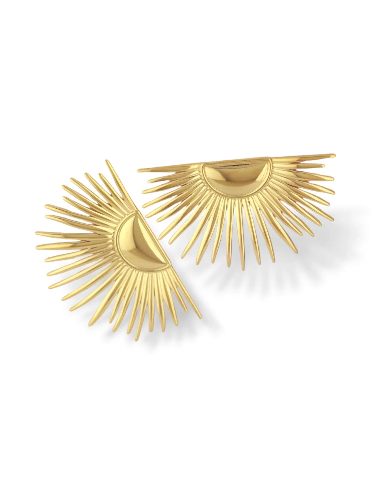 Solar Glow Gold Fan Stud Earrings for Modern Everyday Wear - Doulaat