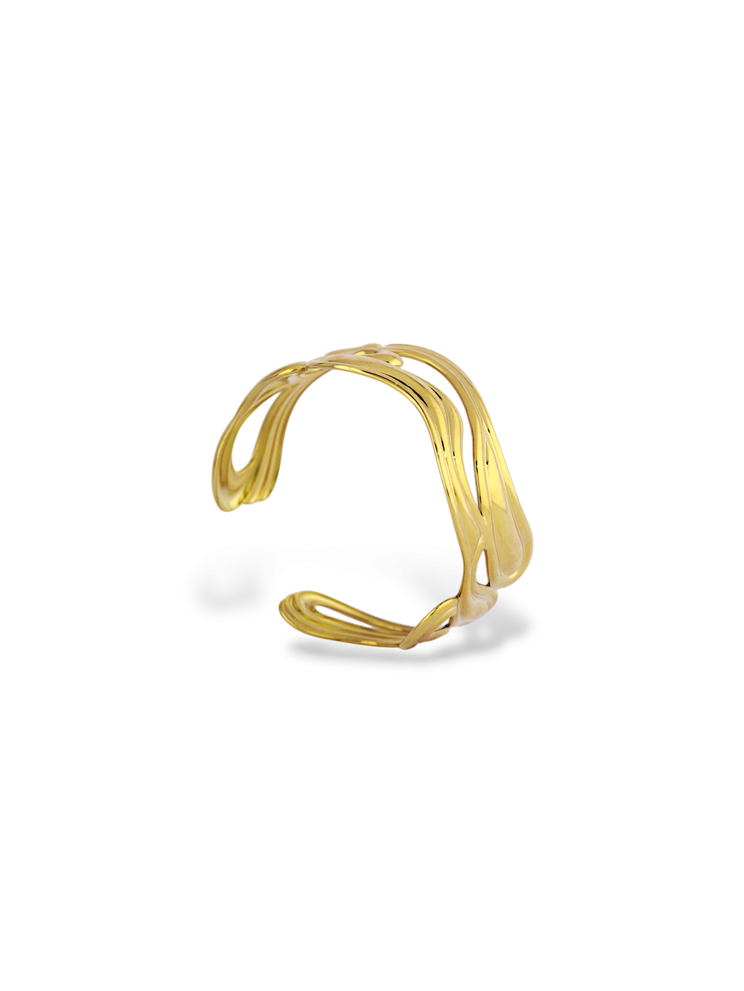 Silver Flow Wave Open Cuff Bracelet for Women