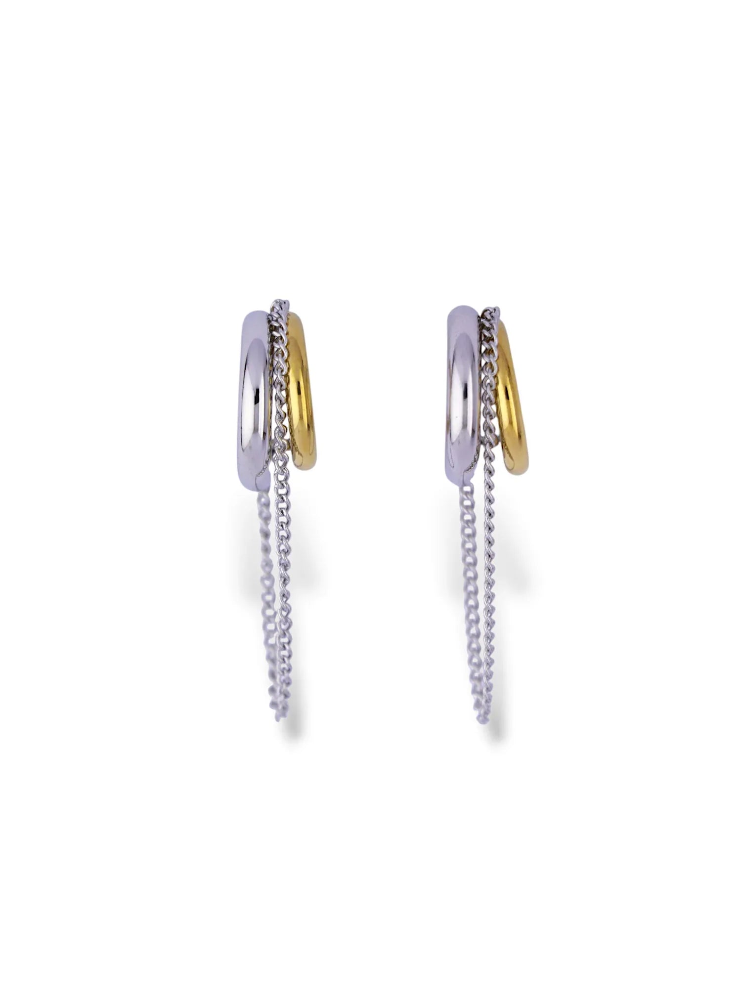 Modern Dual Tone Spike Drop Earrings - Doulaat