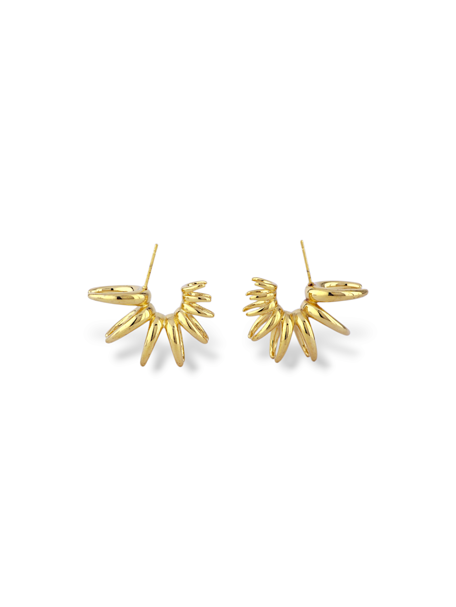 Sunray Gold Stud Earrings Radiant Petal Design