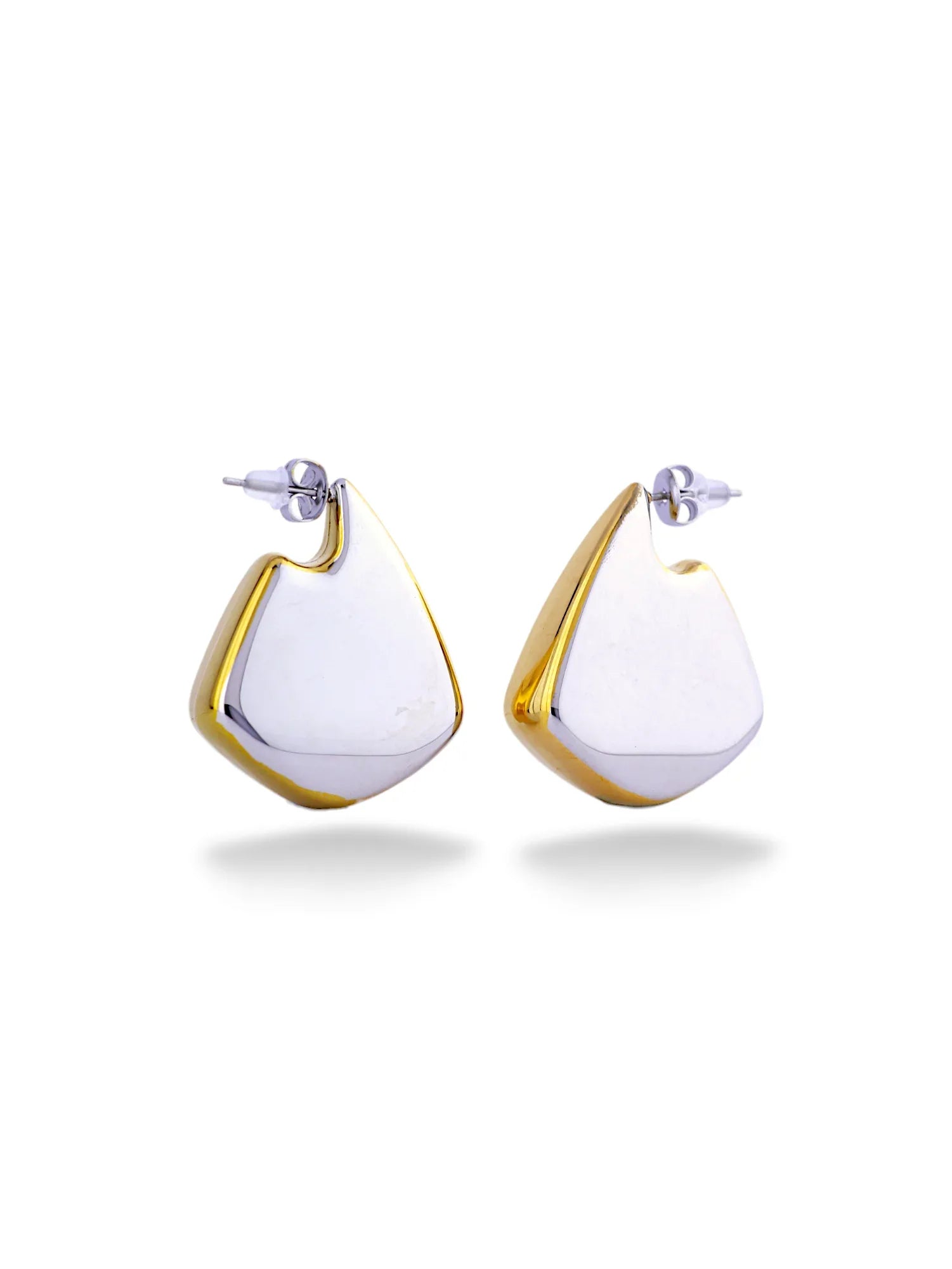 Swaying Gold and Silver Two-Tone Hoop Earrings - Doulaat