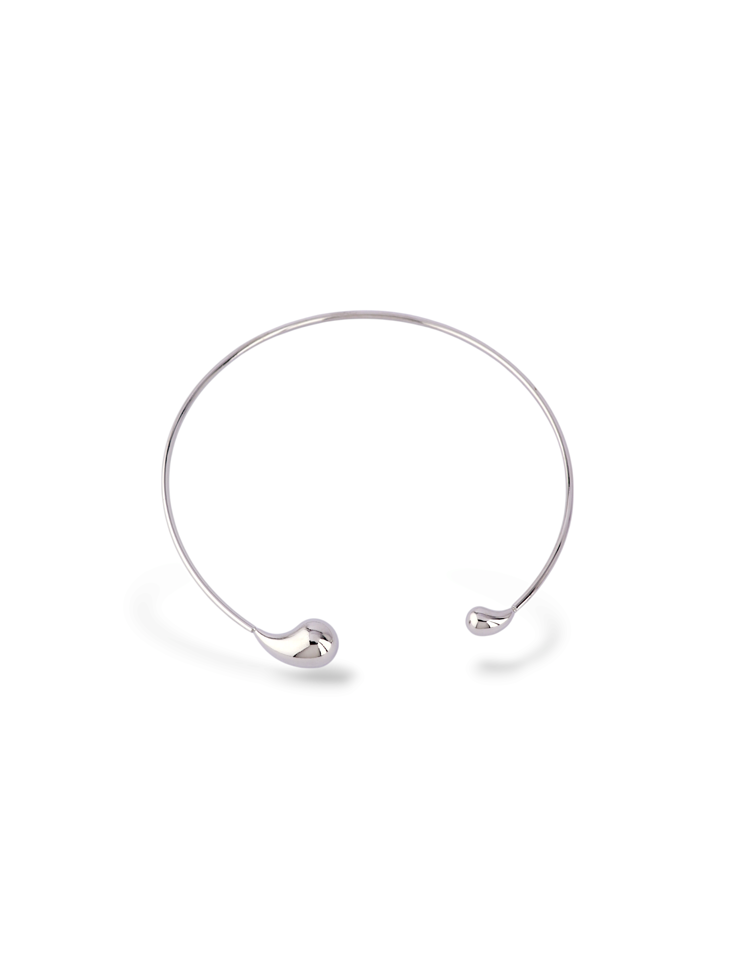 Open Collar Necklace Silver with Teardrop