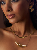 Double Chain Elongated Pendant Necklace