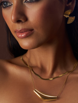 Double Chain Elongated Pendant Necklace