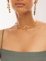 Wavy Textured Open Collar Necklace