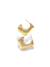 Tide Curve Stud Earrings with Soft Flowing Gold Finish