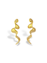 Gold Torsion Drop Earrings with Fluid Shape