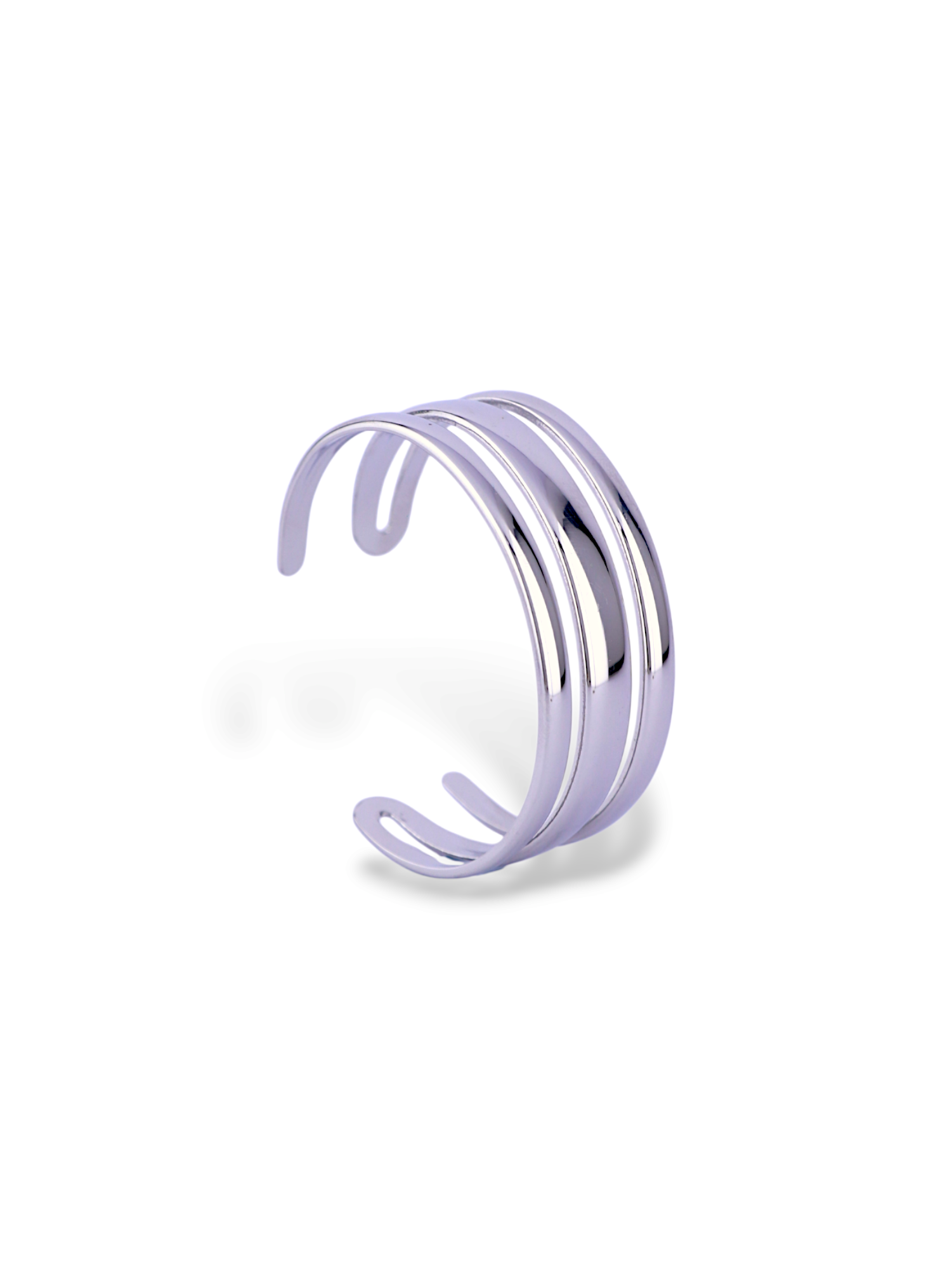 Triple Line Open Bangle with Minimal Finish