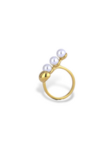 Trivelle Elegant Three-Pearl Gold Fashion Ring