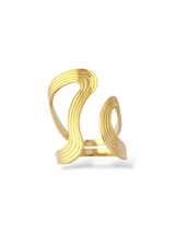 Gold Twin Curve Open Ring with Wavy Design