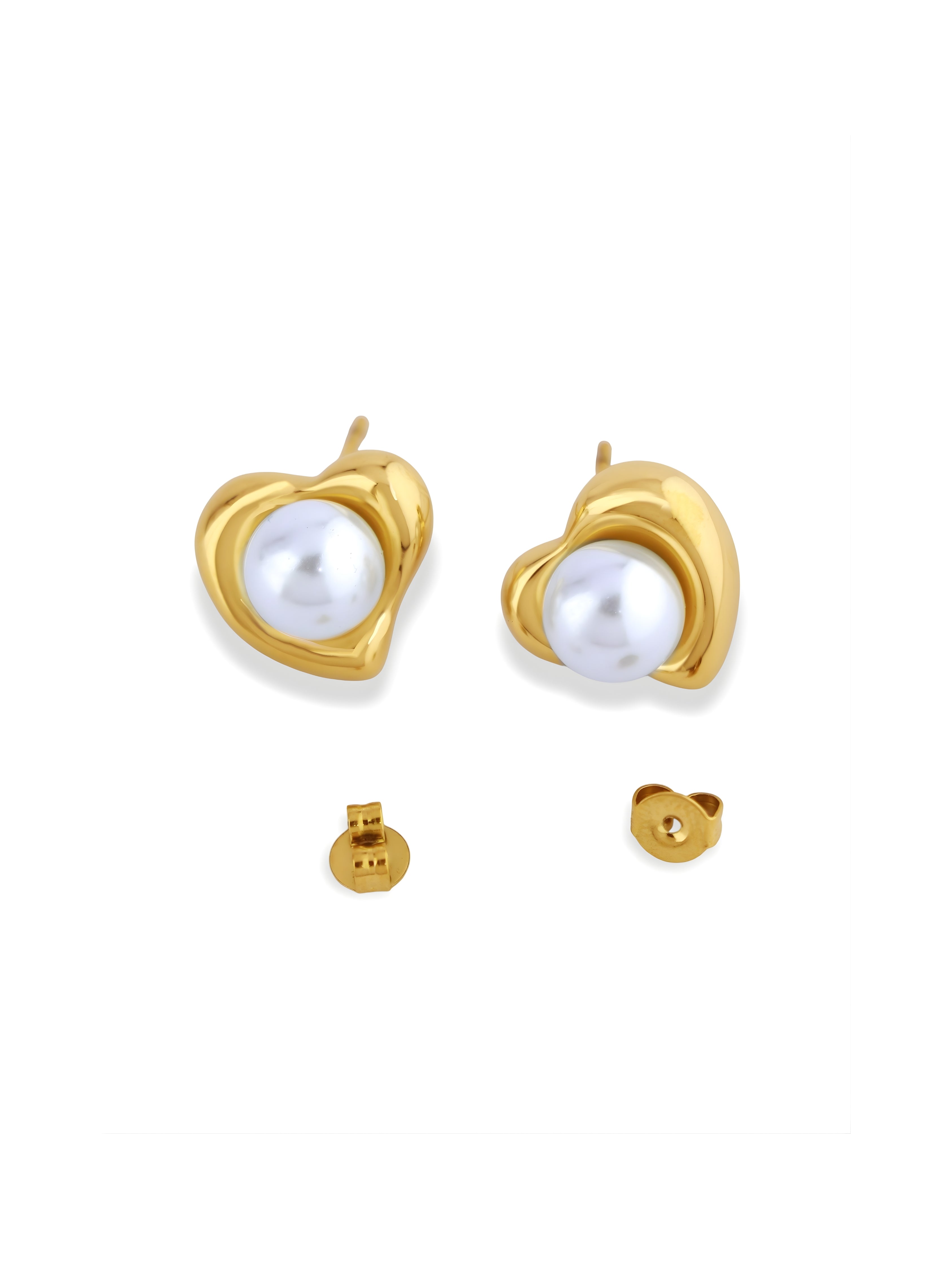Heart Pearl Studs
