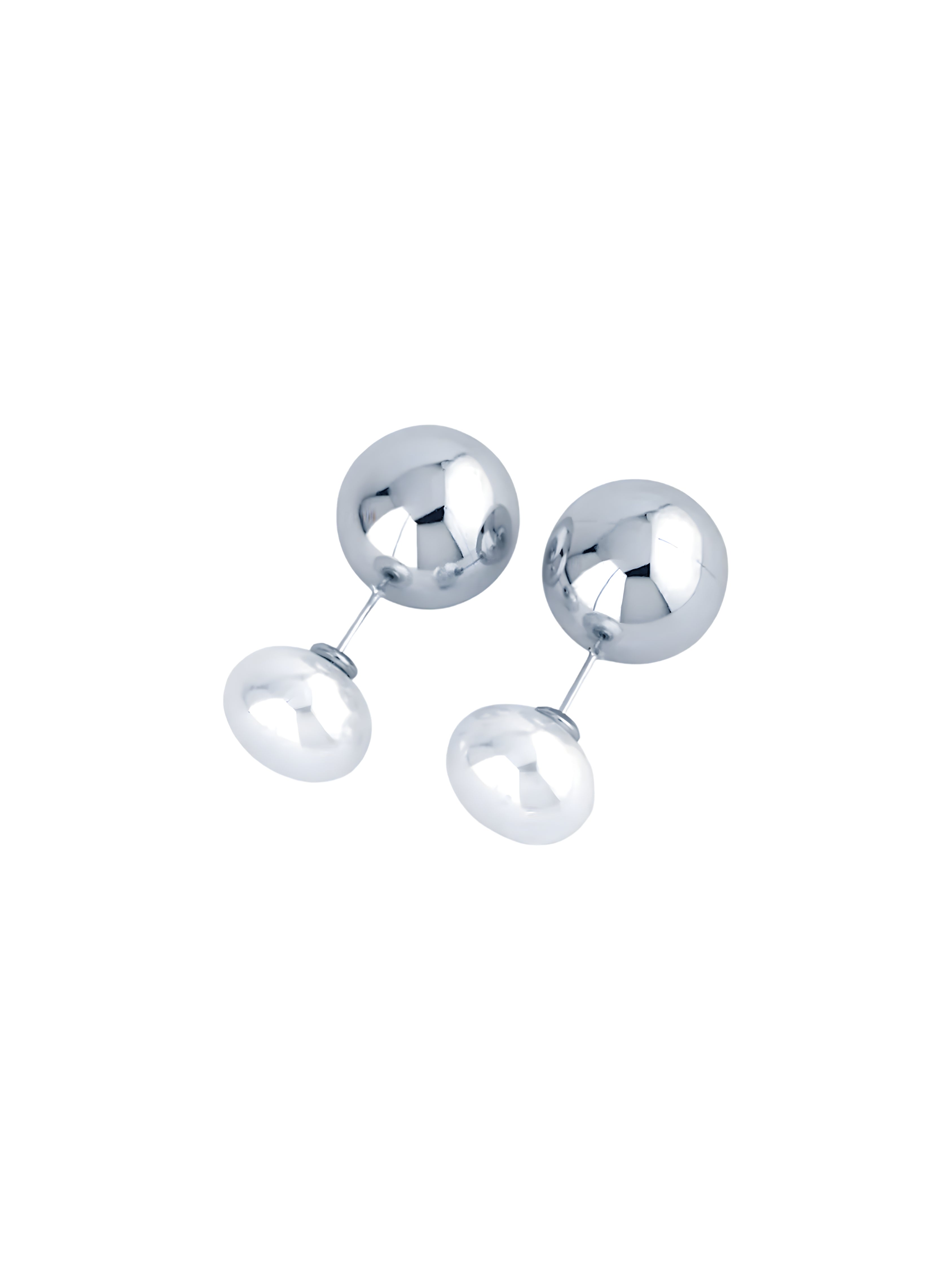 Elegant Silver Ball and Pearl Stud Earrings for Women