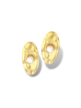 Vintage Pearl Stud Earrings with Soft Gold Spiral Finish - Doulaat