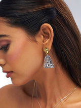 Gold and Silver Textured Drop Earrings with Soft Shape