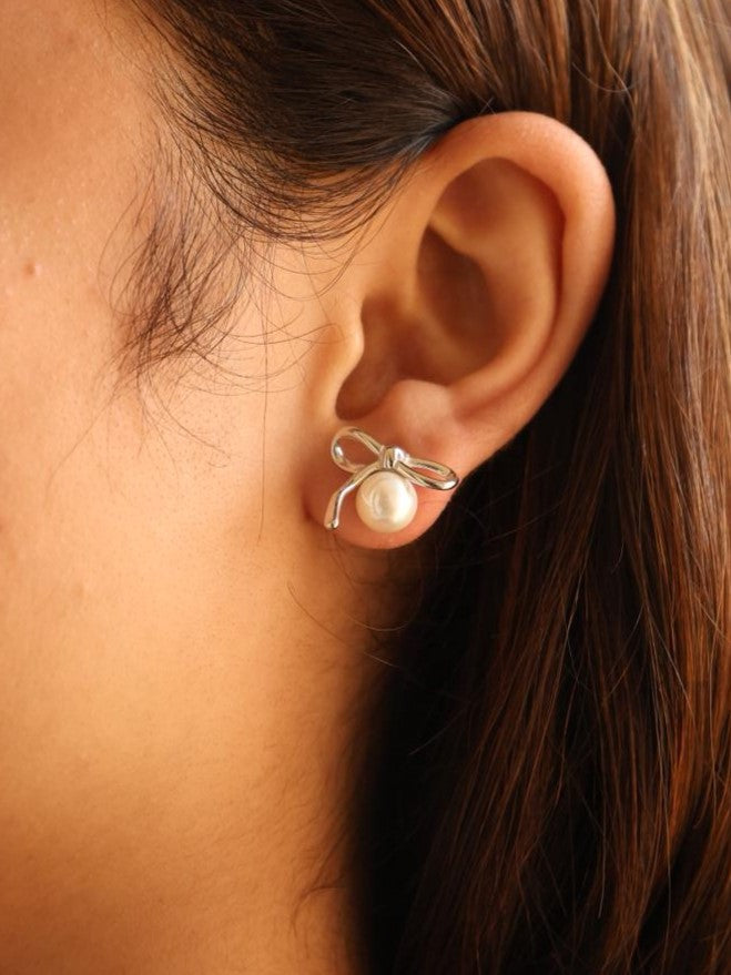 Bow Knot Pearl Studs