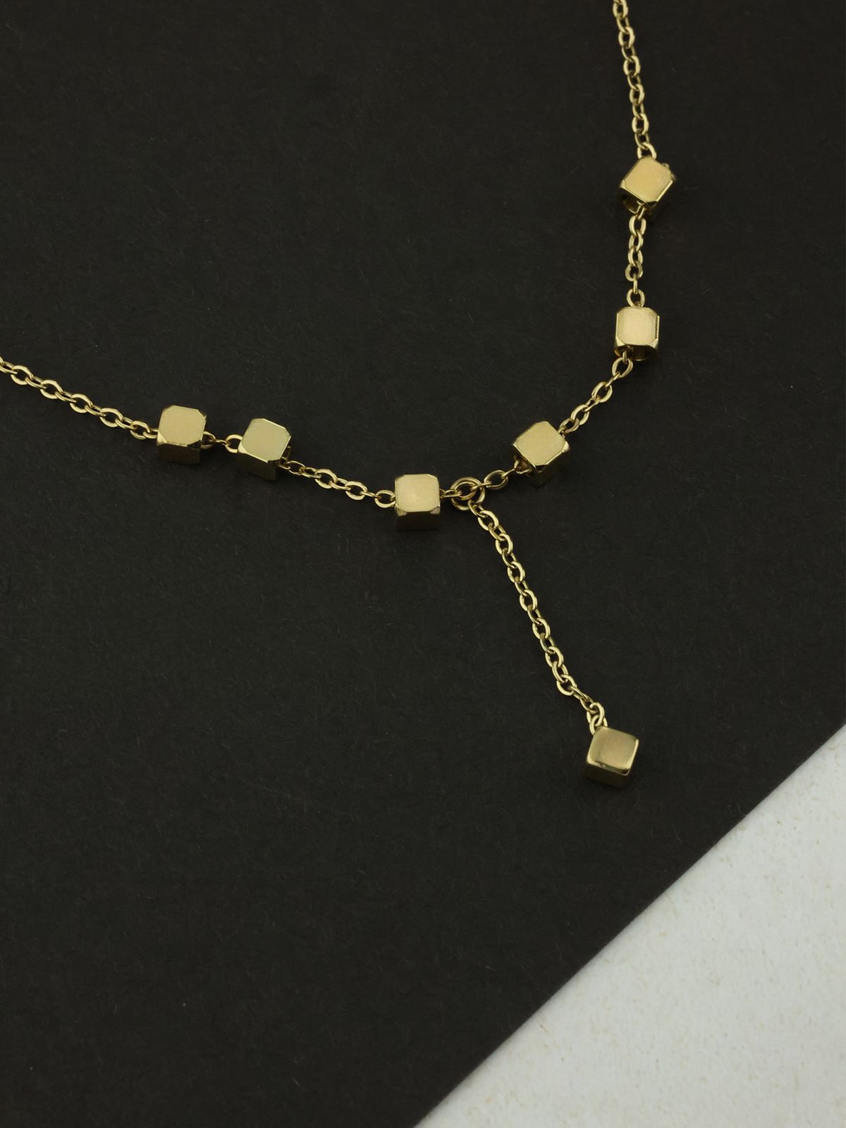 Minimalist Golden Cube Anklet