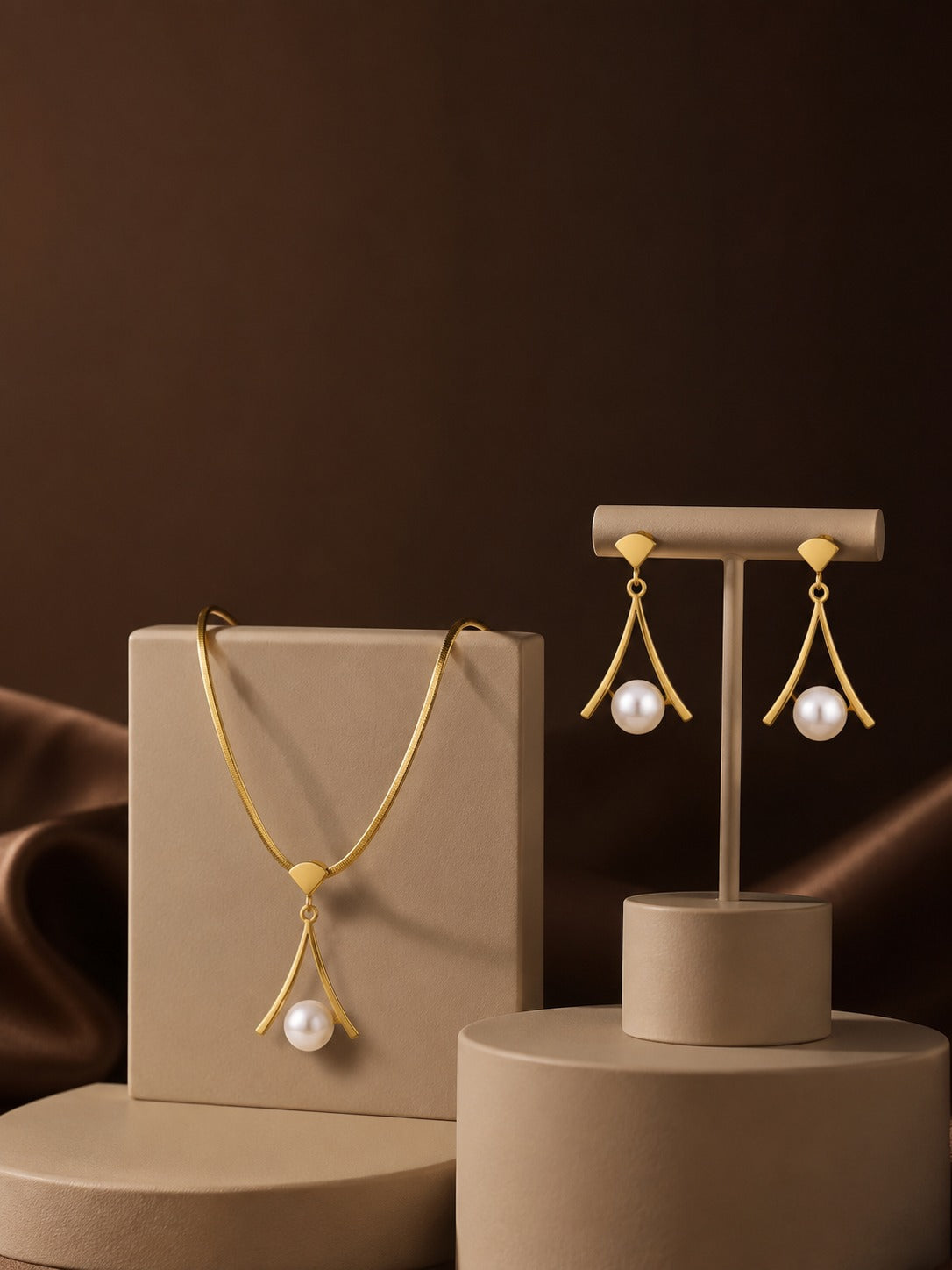 Geometric Pearl Jewelry Set