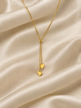 Double Heart Lariat Necklace