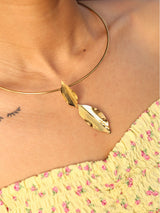 Leaf collar necklace with earrings set