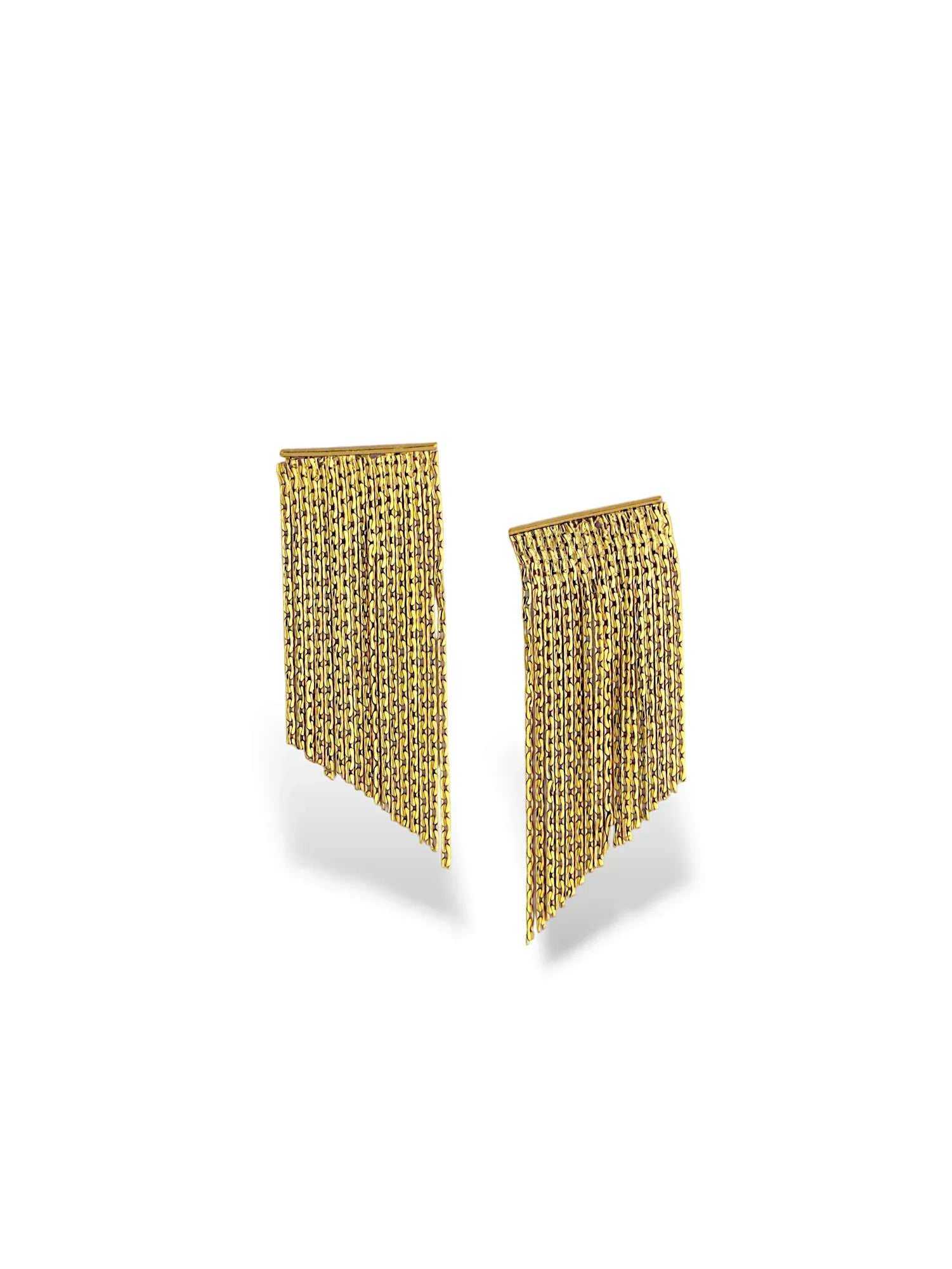 Silver Fringe Drop Earrings with Textured Flow Design - Doulaat