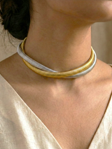 Dual Tone Braided Snake Chain Necklace for Women