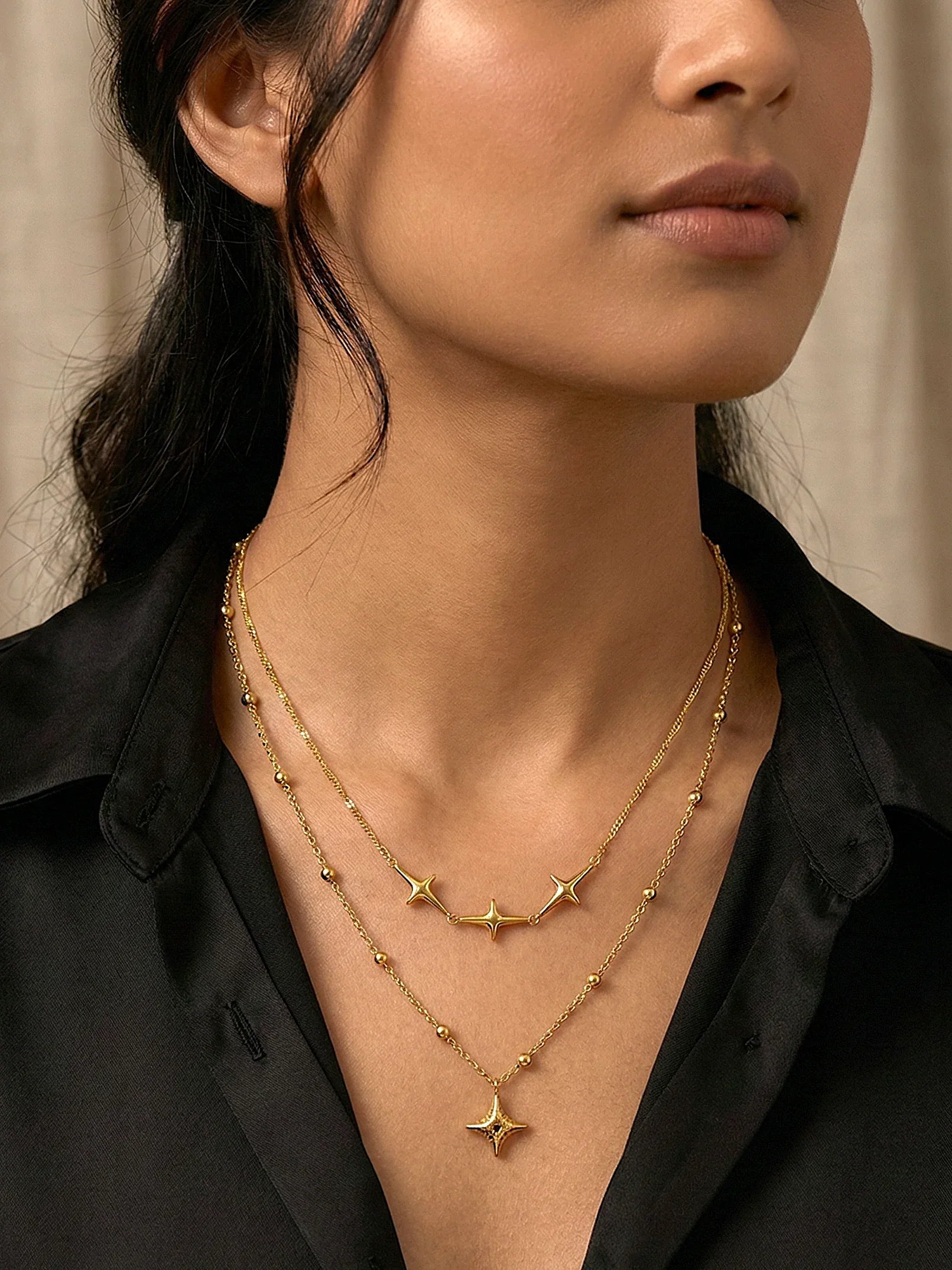 Moontrace Gold Plated Elegant Star Pendant Necklace for Women - Doulaat