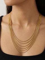Elegant Multi-Strand Layered Gold Snake Chain Necklace