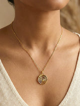 Gold Spiral Rose Pendant Necklace with Box Chain - Doulaat