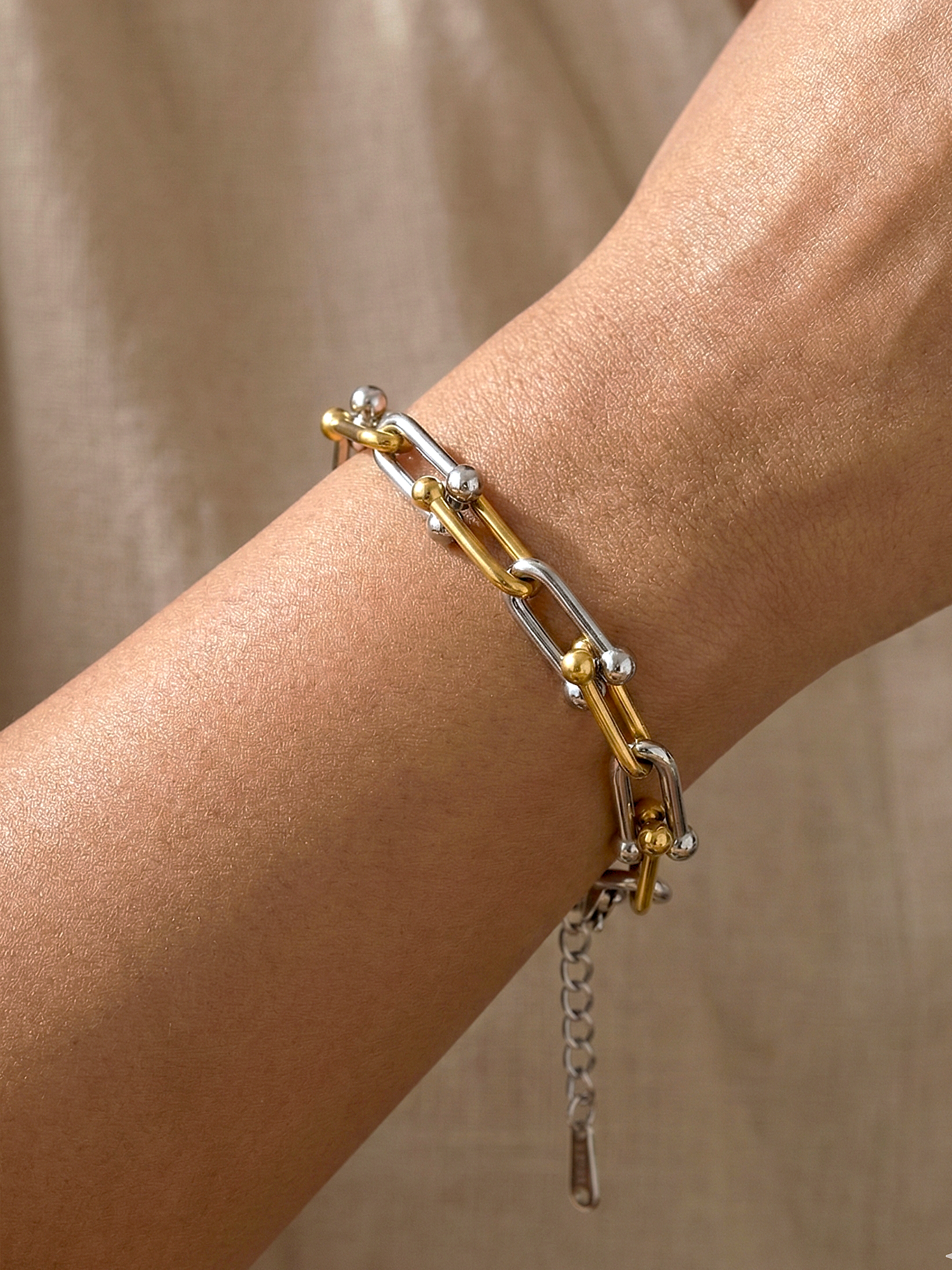 Elegant Silver Serenelle Bracelet with Gold Link Accents