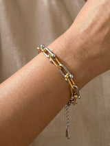 Elegant Silver Serenelle Bracelet with Gold Link Accents - Doulaat