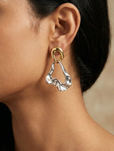 Melted Mist Drop Earrings with Fluid Dual Tone Finish - Doulaat