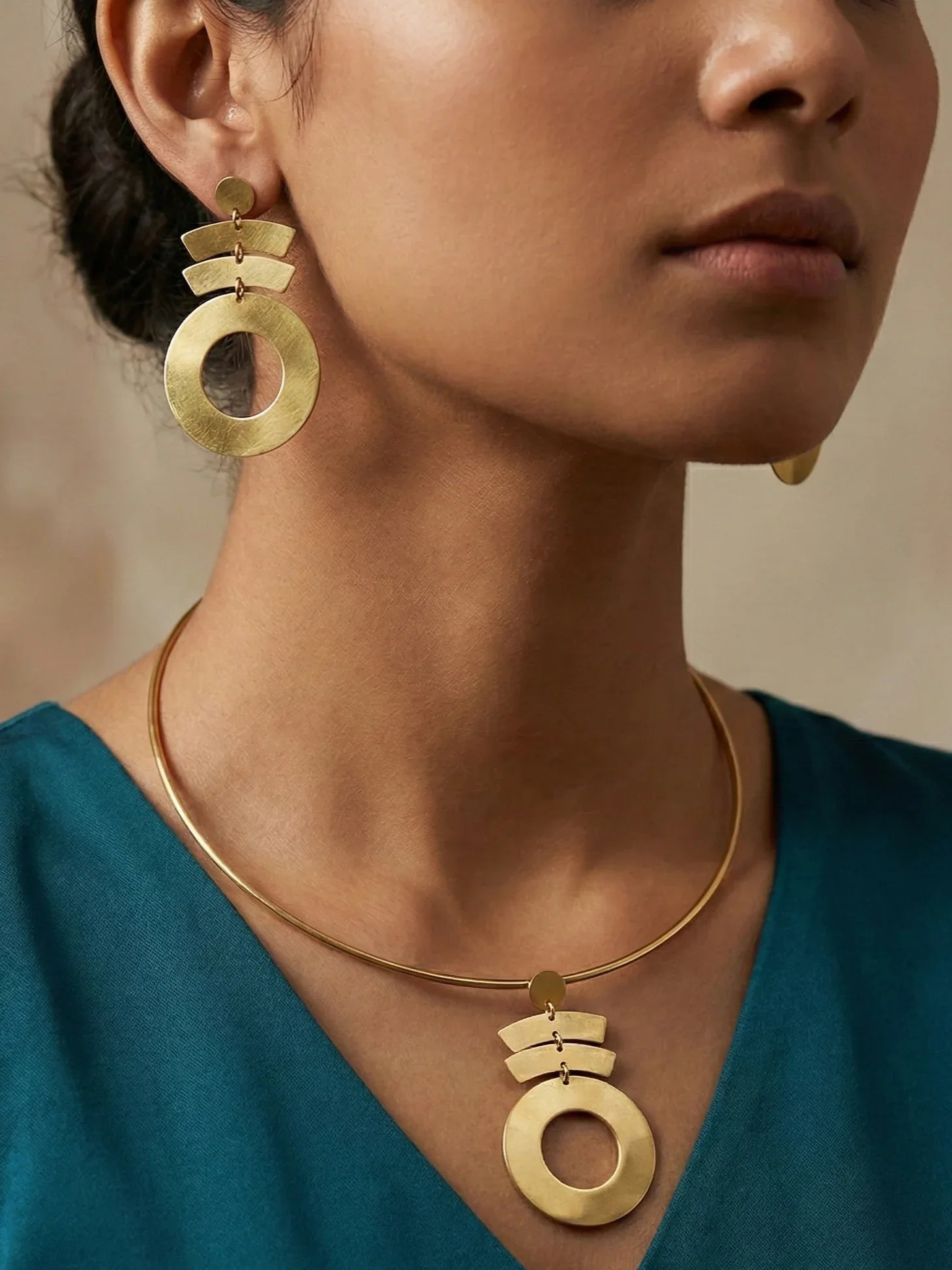 Geometric Circle Bar Jewelry Set - Doulaat