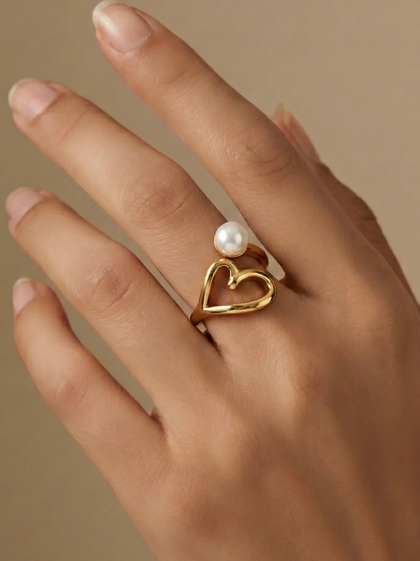 Heart Shaped Pearl Ring - Doulaat