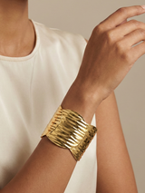 Ribbed Texture Open Cuff Bangle