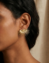 Solar Glow Gold Fan Stud Earrings for Modern Everyday Wear